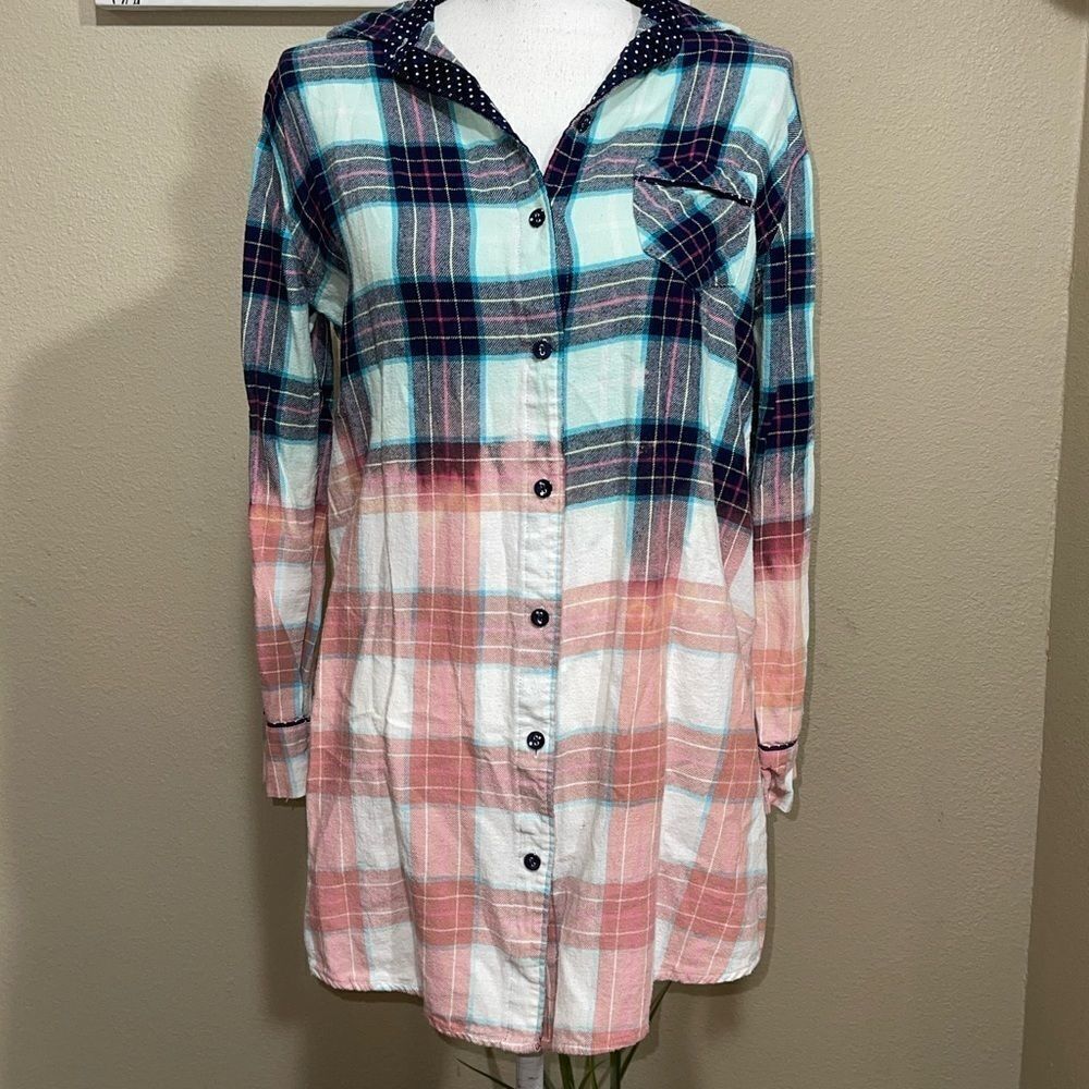 💜 Sonoma lifestyle plaid shirt custom bleached